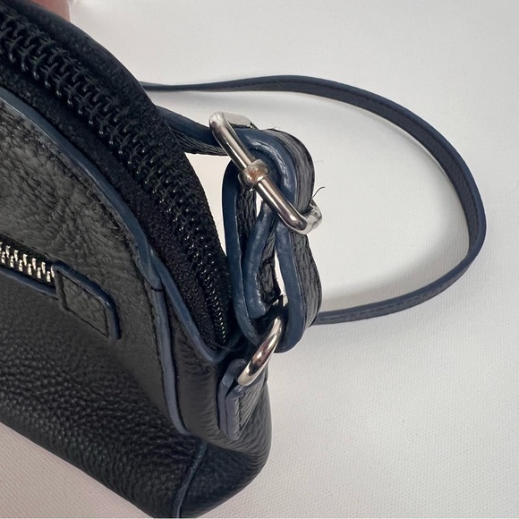 LODIS Black Pebbled Leather Charlotte Crossbody Bag with Blue Trim - Picture 11 of 14